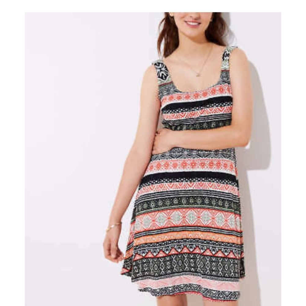 Loft orange , green, and black pattern dress